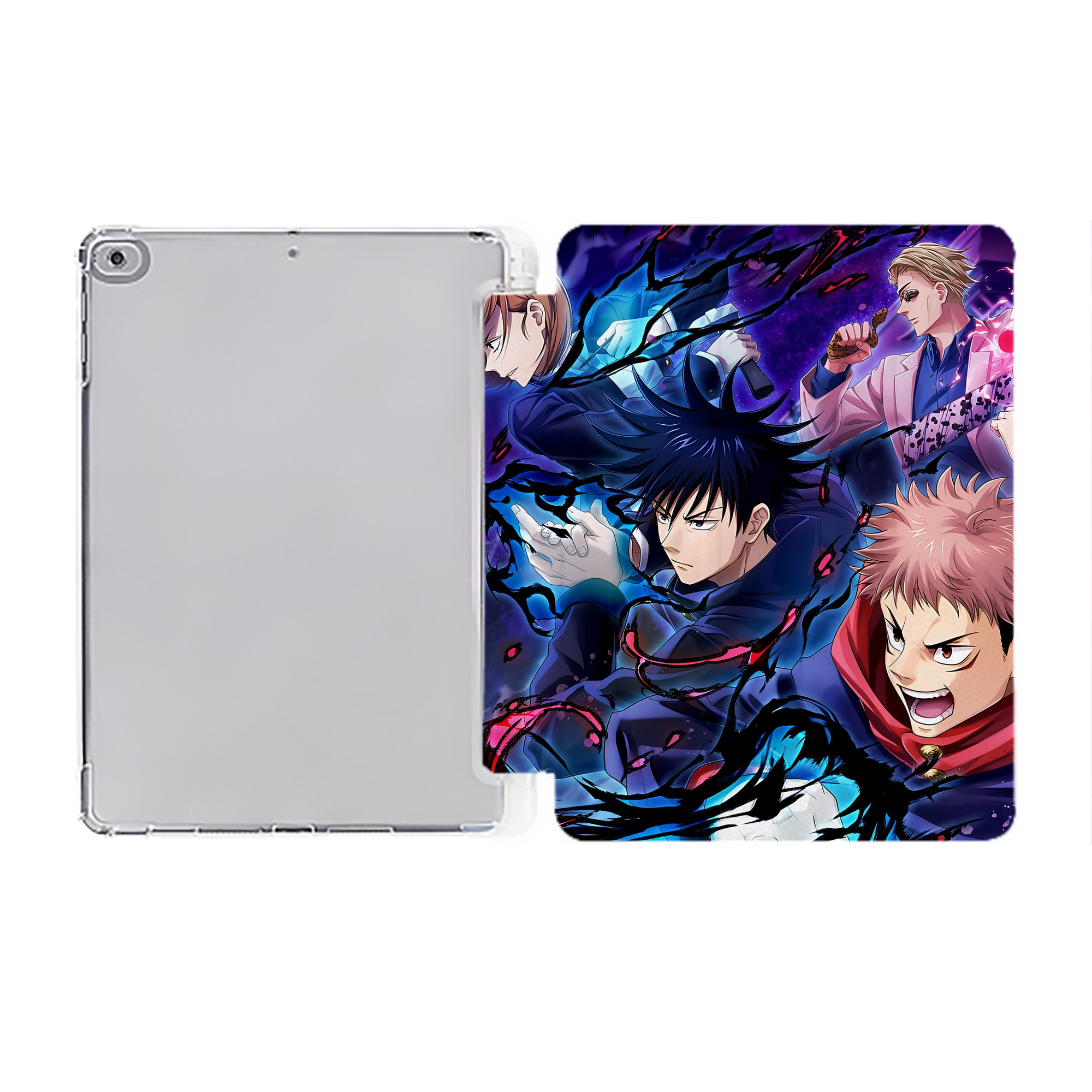 （画像用） 呪術廻戦 Jujutsu Kaisen IPad ケース ペン収納付き 三つ折りスタンド PUレザー×シリコン 対応機種9.5/10.5/10.9インチ